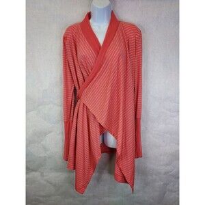 Icebreaker Merino Wool Bliss Wrap Sweater M Stripe Adjustable Cardigan Lagenlook